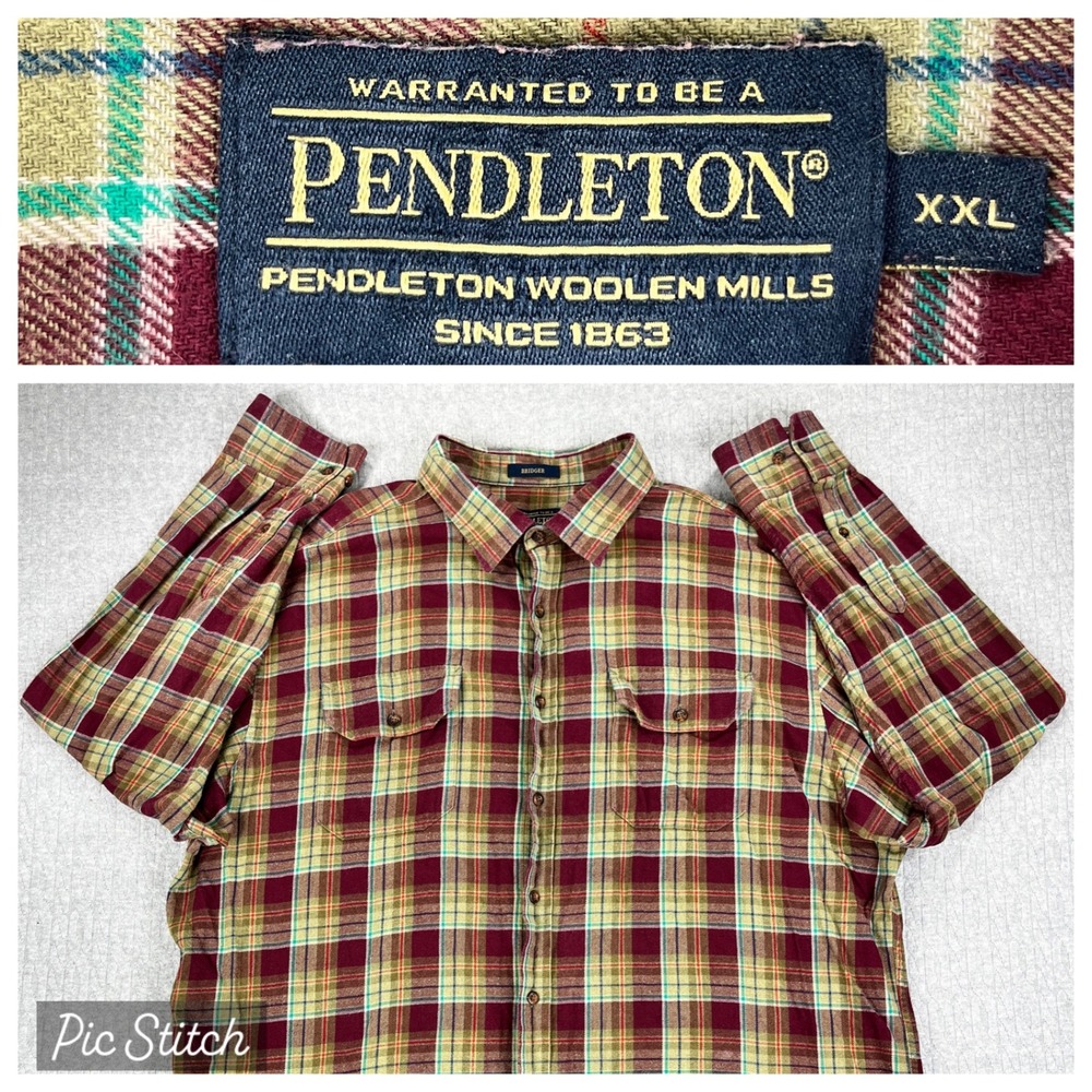 Pendleton Bridger Flannel Work Shirt Men XXL Wool Blend Long Sleeve